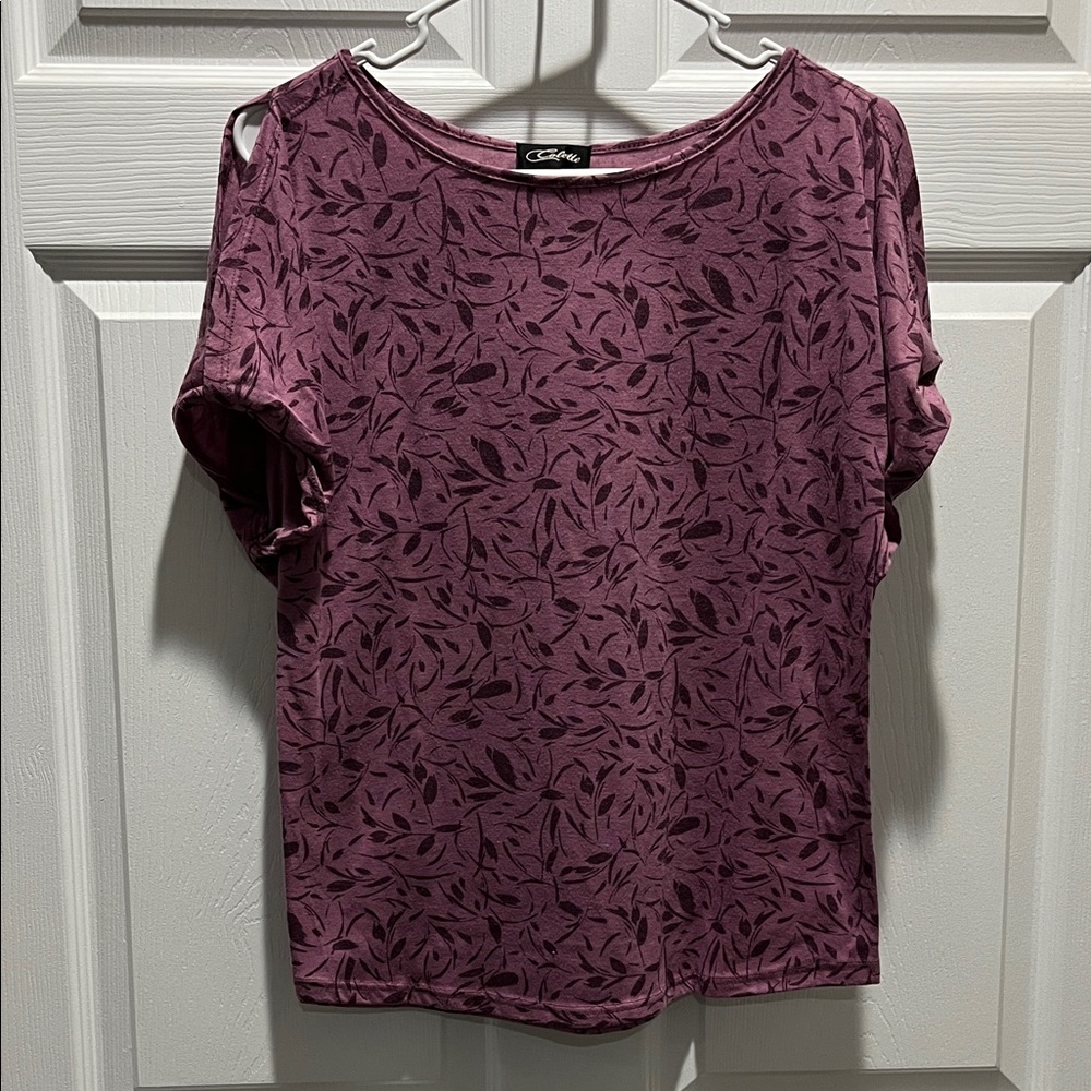 Colette Purple Pattern Open Sleeve Top